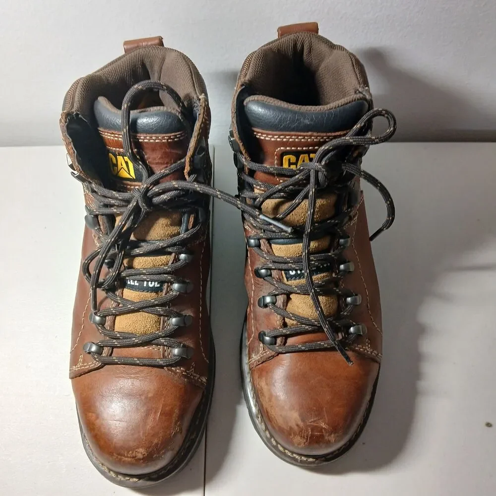 Caterpillar CAT Men's Brown Leather Alaska 2.0 Steel Toe Work Boots Size 8.5